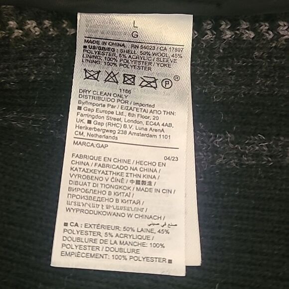 Gap Puff Sleeve Cropped Wool Shirt Jacket Black White Plaid Size L - Picture 12 of 15